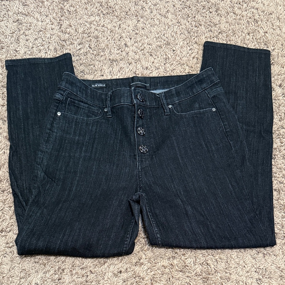 WHBM Dark/Blackish Bedazzled Denim Slim Ankle Jeans